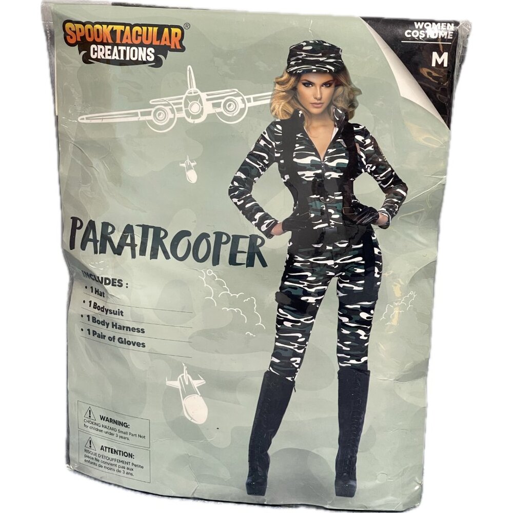 Spooktacular Creations Womens Paratrooper Costume Army Jumpsuit Halloween MEDIUM